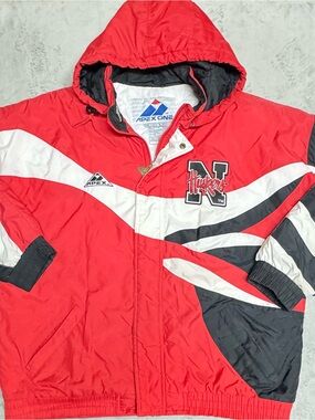 Rare Vintage 90’s Nebraska Huskers Apex One Jacket Size XL. Big Wave Logo